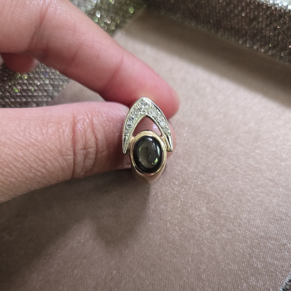 Vintage 14k Gold Sapphire Moonstone Ring - Picture 6 of 15